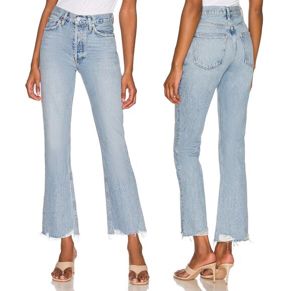 AGOLDE Relaxed Bootcut Mid Rise Jeans Curio Wash Women’s Size 26 Raw Hem - Picture 1 of 6